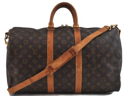 Auth LOUIS VUITTON Monogram Keepall Bandouliere 45 Boston Bag M41418 LV 6813C For Cheap