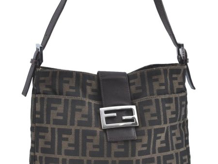 Auth FENDI Zucca Mamma Baguette Shoulder Tote Bag Canvas Leather Brown H7316 Cheap