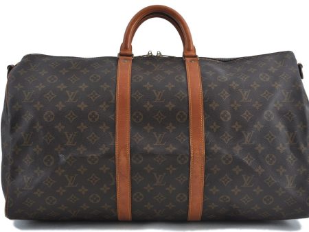 Auth Louis Vuitton Monogram Keepall Bandouliere 55 Boston Bag M41414 LV H6927 For Cheap