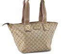 Auth GUCCI Sherry Line Tote Shoulder Bag GG Canvas Leather 131230 Beige H6126 Cheap