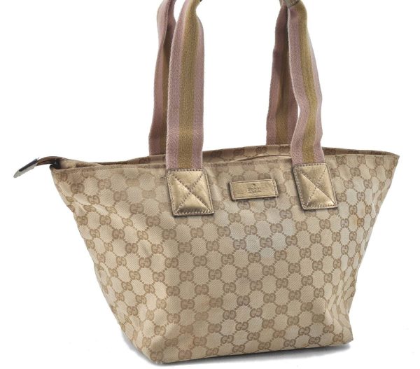 Auth GUCCI Sherry Line Tote Shoulder Bag GG Canvas Leather 131230 Beige H6126 Cheap