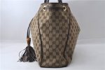 Auth GUCCI Bamboo Shoulder Tote Bag GG Canvas Leather Tassel 170206 Brown 3232D Sale