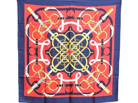 Authentic HERMES Carre 90 Scarf  Eperon d’or  Silk Navy Blue H1494 For Discount