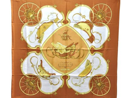 Authentic HERMES Carre 90 Scarf  SPRINGS  Silk Brown 6710C Sale