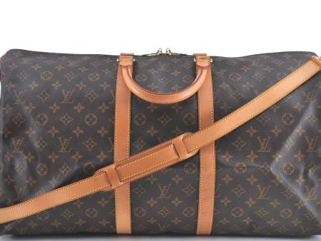 Auth Louis Vuitton Monogram Keepall Bandouliere 55 Boston Bag M41414 LV H9838 For Cheap