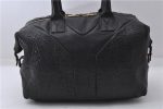 Authentic YVES SAINT LAURENT Easy Boston Hand Bag Leather 208315 Black 1697D Online