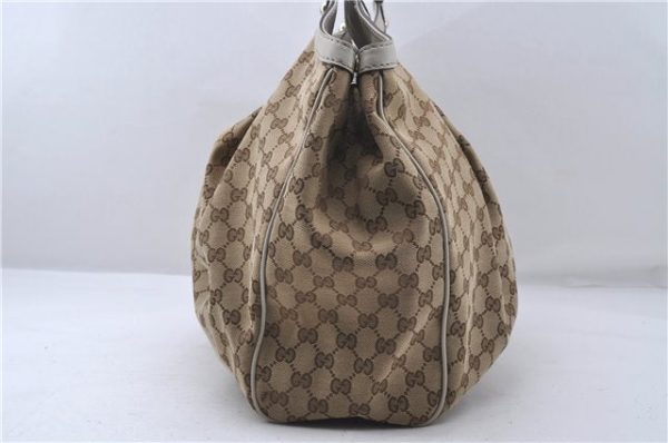 Aut GUCCI Sukey Shoulder Tote Bag GG Canvas Leather 211943 Brown White 3884D For Cheap