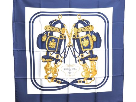 Authentic HERMES Carre 90 Scarf  BRIDES de GALA par  Silk Blue Navy Box H7493 Supply