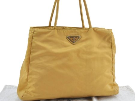 Authentic PRADA Nylon Shoulder Tote Bag Yellow H1424 Hot on Sale