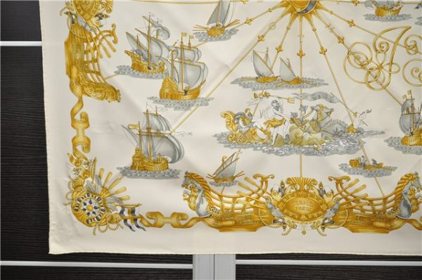 Authentic HERMES Carre 90 Scarf  VOILES DE LUMIERE 1572  Silk Ivory 7979C For Discount