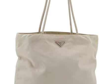 Authentic PRADA Nylon Shoulder Tote Bag Purse Ivory 7312C Fashion