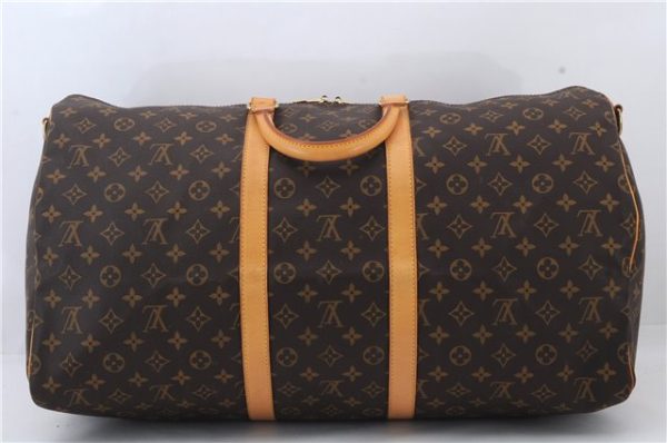 Auth LOUIS VUITTON Monogram Keepall Bandouliere 55 Boston Bag M41414 LV 8386C Online now