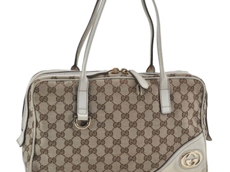 Auth GUCCI Shoulder Hand Bag Purse GG Canvas Leather 169971 Brown White H3421 Discount