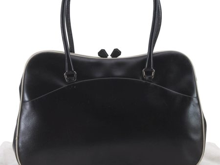 Authentic PRADA Leather Shoulder Tote Bag Black 2266D on Sale