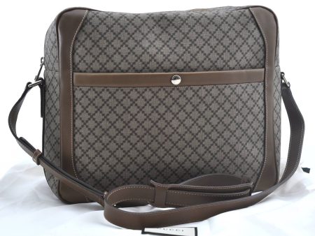 Auth GUCCI Diamante Shoulder Cross Body Bag GG PVC Leather 267878 Brown G6350 on Sale