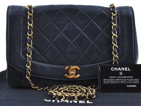 Auth CHANEL Lamb Skin Matelasse Chain Shoulder Cross Body Bag Navy Blue CC H2807 Online Sale