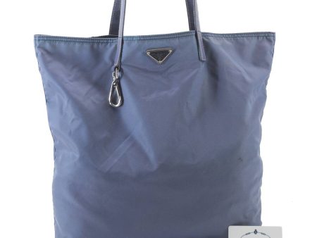 Authentic PRADA Nylon Leather Tote Hand Bag Light Blue 7423C For Discount