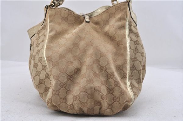 Auth GUCCI Abbey Shoulder Tote Bag GG Canvas Leather 189835 Beige Gold 3882D Online Sale