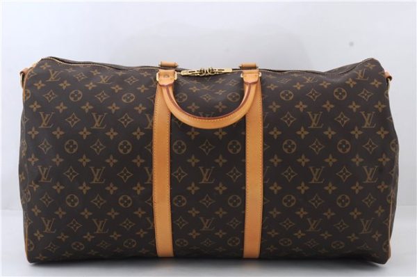 Auth LOUIS VUITTON Monogram Keepall Bandouliere 55 Boston Bag M41414 LV 8386C Online now