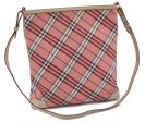 Auth BURBERRY BLUE LABEL Check Shoulder Cross Body Bag Canvas Leather Red H1388 For Sale