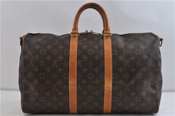 Auth LOUIS VUITTON Monogram Keepall Bandouliere 45 Boston Bag M41418 LV 6813C For Cheap