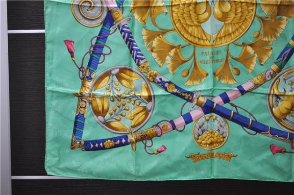 Auth HERMES Carre 90 Scarf  DAIMYO PRINCES DU SOLEIL LEVANT  Silk Green 5022C For Discount