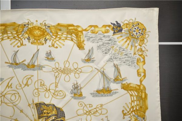 Authentic HERMES Carre 90 Scarf  VOILES DE LUMIERE 1572  Silk Ivory 7979C For Discount