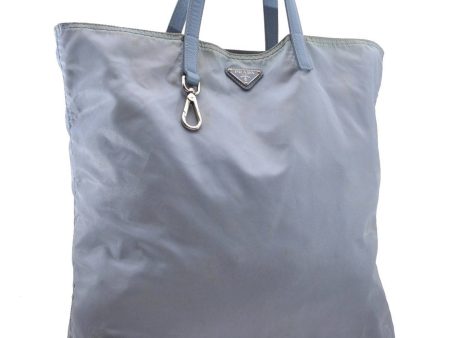 Authentic PRADA Nylon Leather Shoulder Tote Bag BN1068 Light Blue 7466C Online now