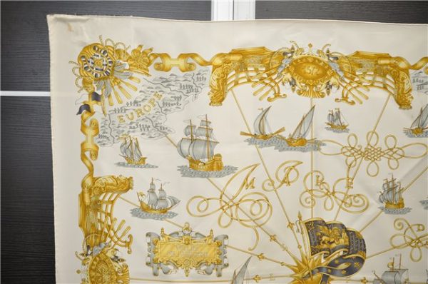 Authentic HERMES Carre 90 Scarf  VOILES DE LUMIERE 1572  Silk Ivory 7979C For Discount