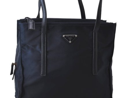 Authentic PRADA Nylon Leather Shoulder Tote Bag Navy Blue 2594D Online Hot Sale