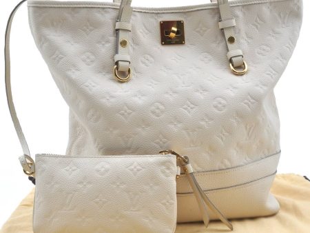 Auth LOUIS VUITTON Monogram Empreinte Citadine PM Tote Bag M40554 Ivory G6263 Online