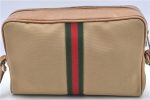 GUCCI Web Sherry Line Shoulder Cross Bag Nylon Leather 010378 Beige H7350 For Discount