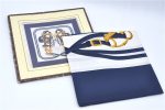 Authentic HERMES Carre 90 Scarf  BRIDES de GALA par  Silk Blue Navy Box H7493 Supply