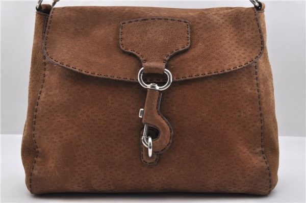 Authentic PRADA Suede Shoulder Hand Bag Purse Brown 8606C Hot on Sale