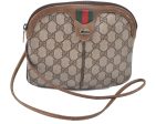 Auth GUCCI Web Sherry Line Shoulder Cross Body Bag GG PVC Leather Brown H7649 Cheap