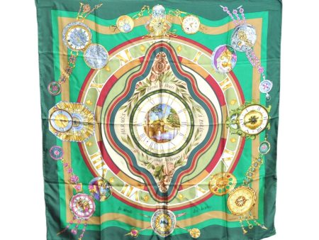 Authentic HERMES Carre 90 Scarf  PARMI LES FLEURS  Silk Green H1749 on Sale