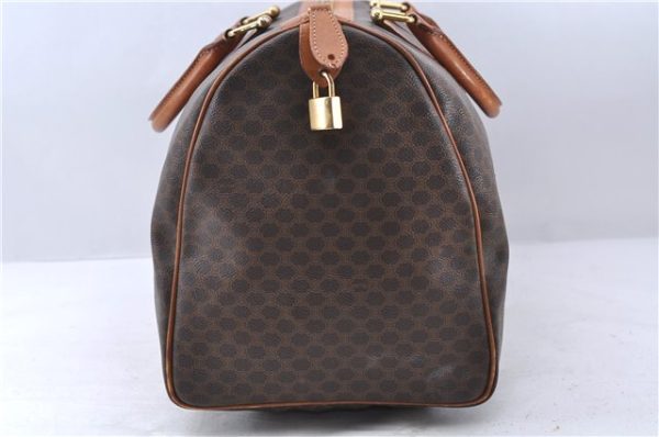 Auth CELINE Macadam Blason Pattern Travel Boston Bag PVC Leather Brown 7400C For Sale