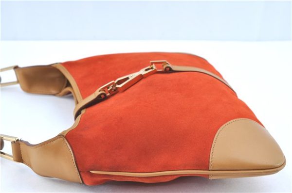 Auth GUCCI Bamboo Kandinsky Shoulder Hand Bag Suede Leather 0014060 Orange H8285 For Sale