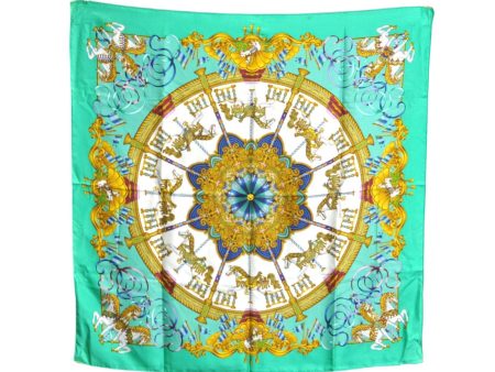 Authentic HERMES Carre 90 Scarf  LUNAPARK  Silk Green H0159 on Sale