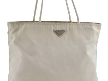 Authentic PRADA Nylon Shoulder Tote Bag Ivory White H1417 Discount