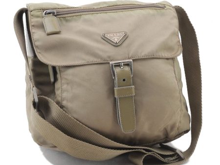 Authentic PRADA Nylon Leather Shoulder Cross Body Bag Purse Beige 2315D For Cheap