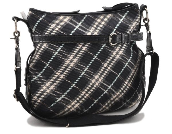 Auth BURBERRY BLUE LABEL Check Shoulder Cross Bag Cotton Leather Black 4662C Online