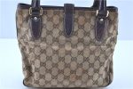 Auth GUCCI New Jackie Tote Hand Bag GG Canvas Leather 145817 Brown Purple H7956 Hot on Sale