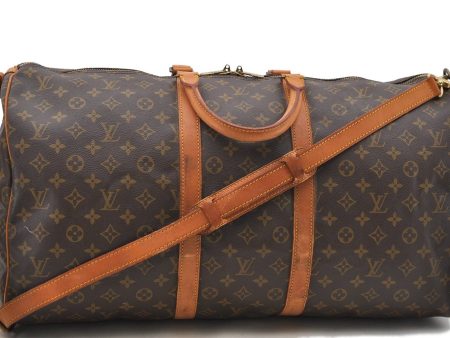 Auth LOUIS VUITTON Monogram Keepall Bandouliere 55 Boston Bag M41414 LV 7780C For Sale