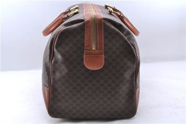 Auth CELINE Macadam Blason Pattern Travel Boston Bag PVC Leather Brown 7740C Supply