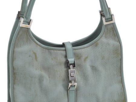 Auth GUCCI Jackie Shoulder Hand Bag Canvas Leather 0021068 Light Green H1833 on Sale