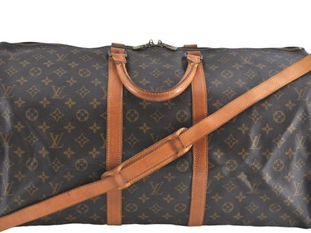 Auth Louis Vuitton Monogram Keepall Bandouliere 55 Boston Bag M41414 LV 6245B Supply