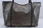 Auth GUCCI Crystal Shoulder Tote Bag PVC Leather 197953 Black Gold Junk 7140C Online