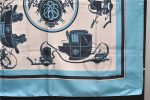 Authentic HERMES Carre 90 Scarf Horse Carrige Motif Silk Light Blue 2808D Online now