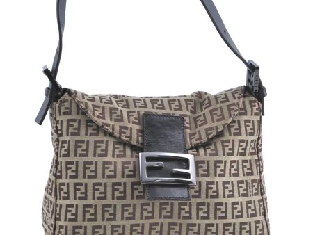 Auth FENDI Zucchino Mamma Baguette Shoulder Hand Bag Canvas Leather Brown J0122 Online